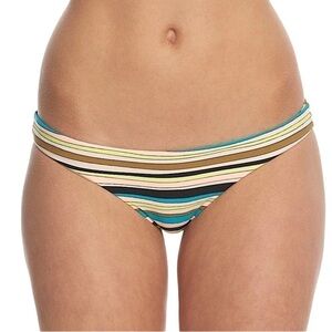 NWT Volcom Women’s Salty Air Full Bikini Bottom Yellow Pink Blue Black Stripe XL